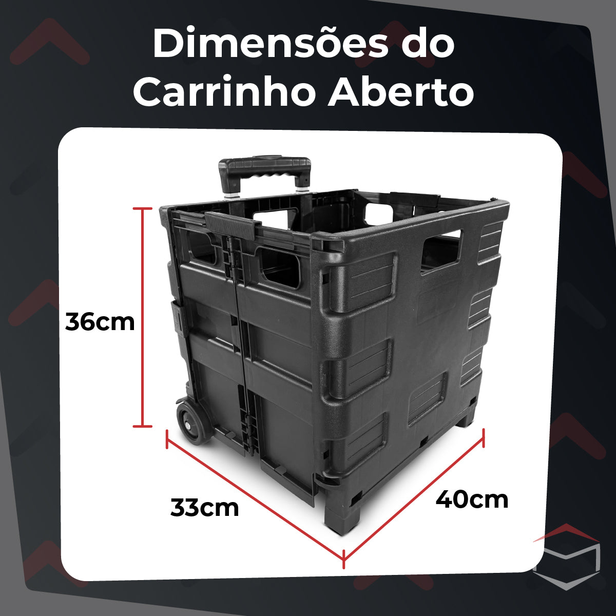 Carrinho Dobrável Multiuso Portátil Vira Maleta (31,5 L) – Preto