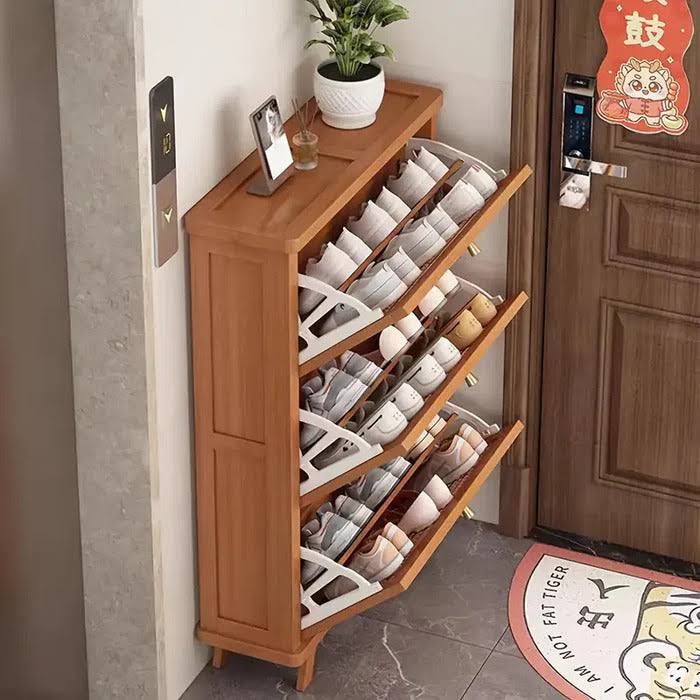 Sapateira Basculante Estilo Bambu com Palhinha (3 Níveis)