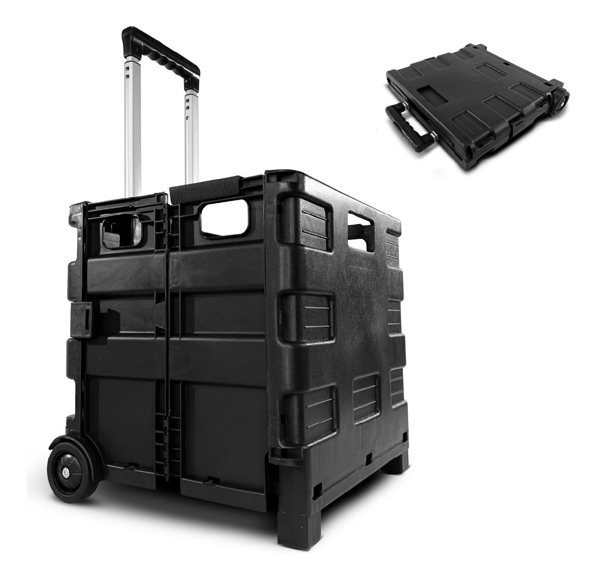 Carrinho Dobrável Multiuso Portátil Vira Maleta (31,5 L) – Preto