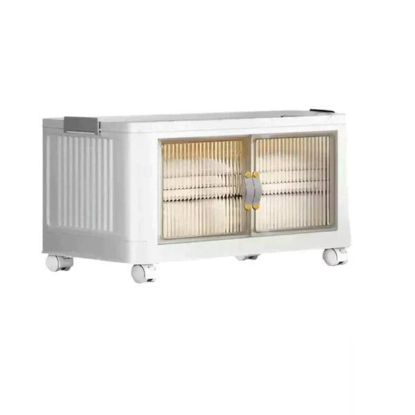 Kit 12 Caixas Organizadoras Dobráveis com Rodinhas e Porta Dupla (Modular Empilhável)